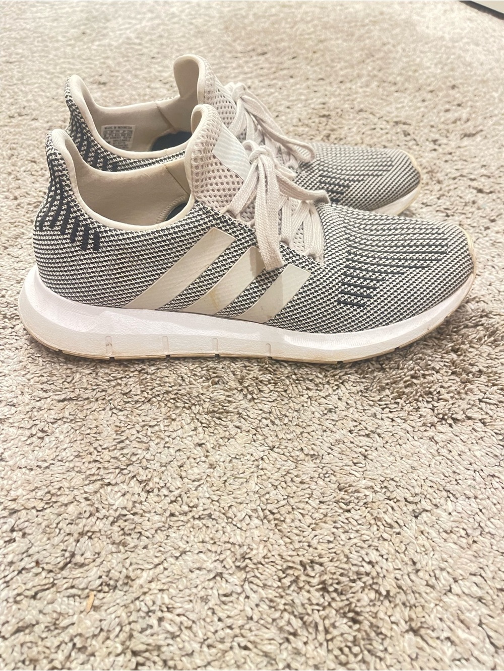 Adidas Lightweight Knit Running Sneakers in Grey & Cream